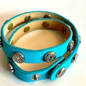 Blue leather wrap bracelet in EUC.